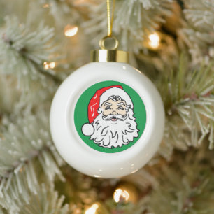 Face of Santa Claus Ceramic Ball Christmas Ornament