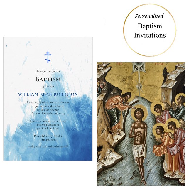 Face of the Waters Orthodox Baptism Invitation (Creator Uploaded)