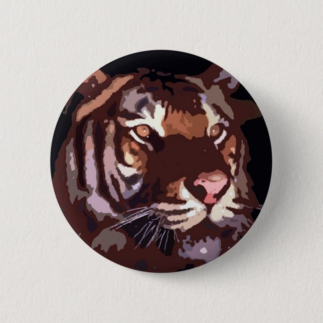 Face of Tiger 6 Cm Round Badge (Front)