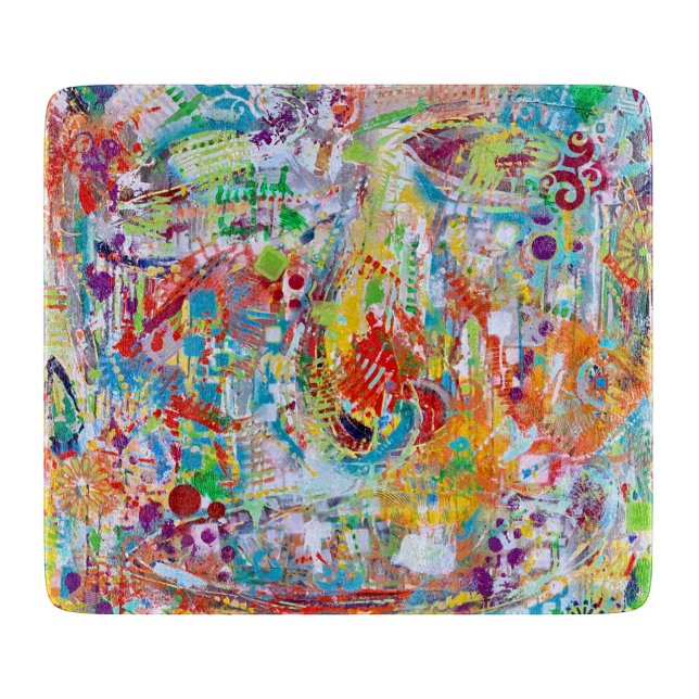 Face Off 6 x 7 Deco Glass Cutting Board (Front)