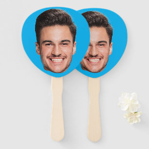Face On Hand Fan Custom Bachelorette Party Blue