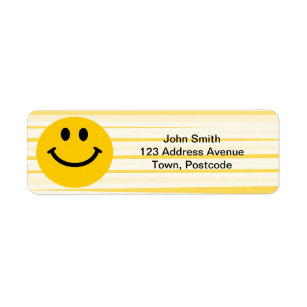 Face on sunny yellow stripes return address label