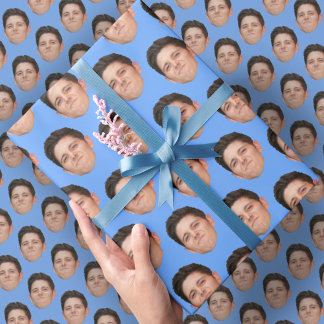 Face or Pet Photo Baby Blue Gift Wrapping Paper