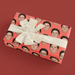 Face or Pet Photo Coral Pink Gift Wrapping Paper<br><div class="desc">Simple template. Upload a tightly cropped png of any object with the background removed (many ai phone applications available) and you can be wrapping gifts in the recipient's face,  pet cat,  or any object you'd like. Set on a solid corral pink background</div>