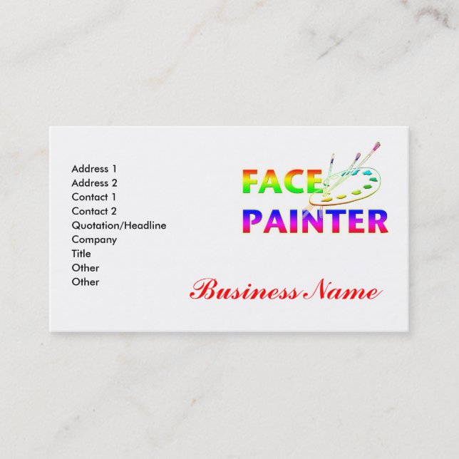 Face Painter Business Card (Front)