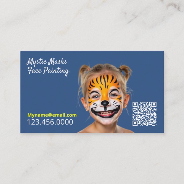 Face Painter Custom QR Business Card (Front)