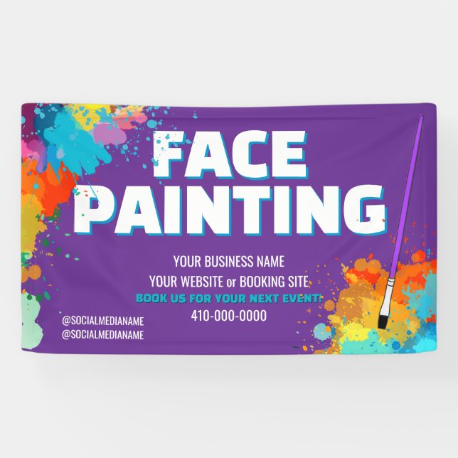 Face Painting Business Banner Sign (Horizontal)