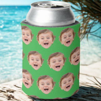 Face Photo Can Cooler, Birthday Party Photo Custom Cooler