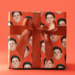 Face Photo Tangerine Orange Gift Wrapping Paper<br><div class="desc">Simple template. Upload a tightly cropped png of any object with the background removed (many ai phone applications available) and you can be wrapping gifts in the recipient's face,  pet cat,  or any object you'd like. Set on a solid bold tangerine orange background</div>