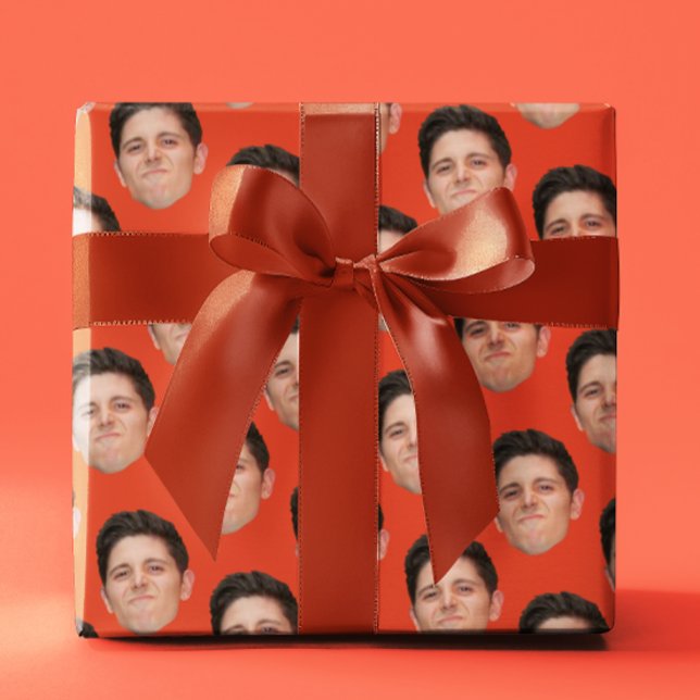 Face Photo Tangerine Orange Gift Wrapping Paper (Creator Uploaded)