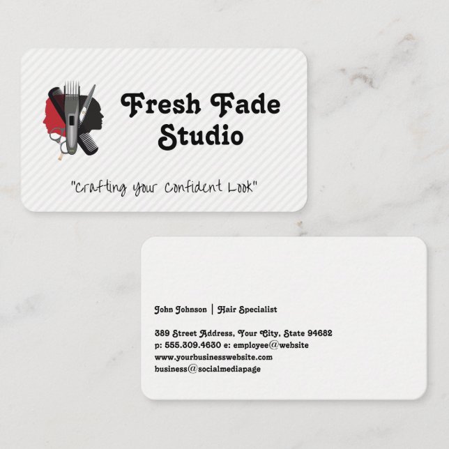 Face Profiles | Hair Cutting Tools Business Card (Front/Back)
