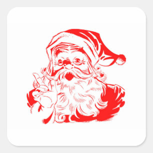 Face santa claus with line art style square sticker