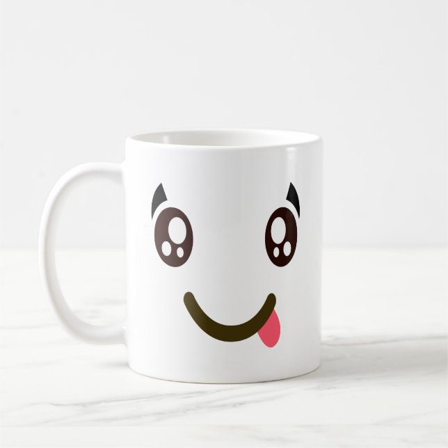 Face Savouring Delicious Food Cute Savouring Emoji Coffee Mug (Left)