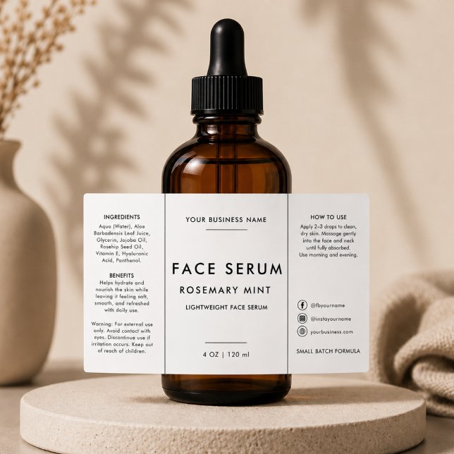 Face Serum Dropper Salon Spa Bottle Label (Creator Uploaded)