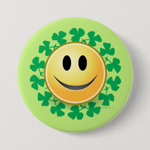 Face Shamrock St. Patricks Day Button