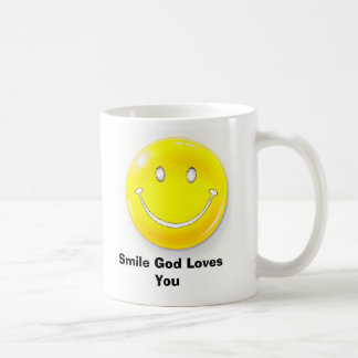 face, Smile God Loves You Coffee Mug