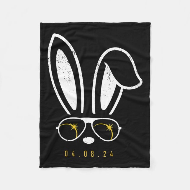 Face Sunglasses Fun Easter Total Solar Eclipse 202 Fleece Blanket (Front)