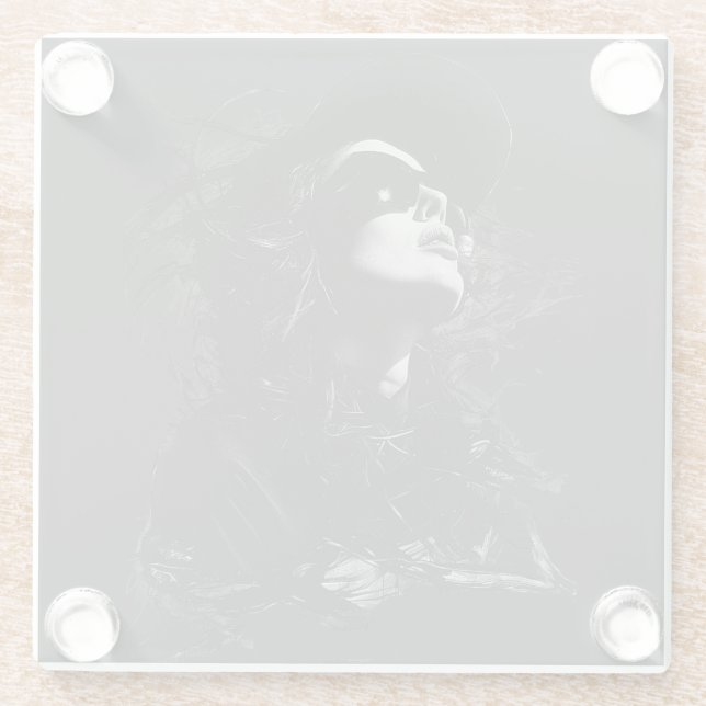 Face T-Shirt Glass Coaster (Back)