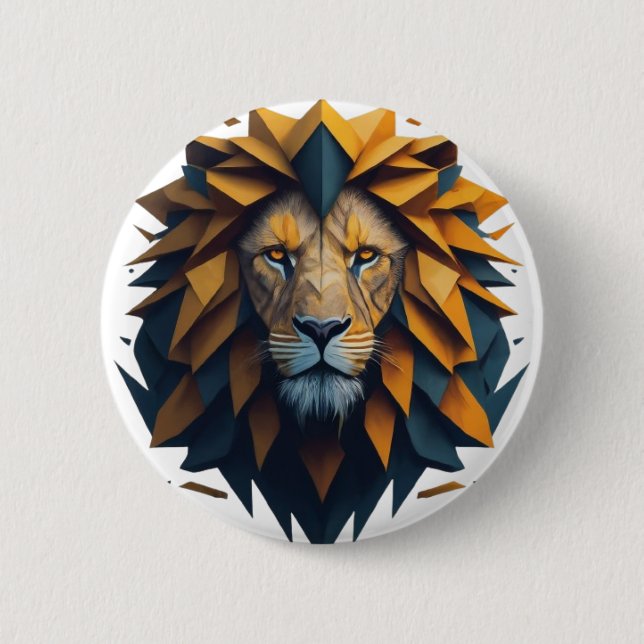 Face the Edge: Geometric Lion Tee 6 Cm Round Badge (Front)