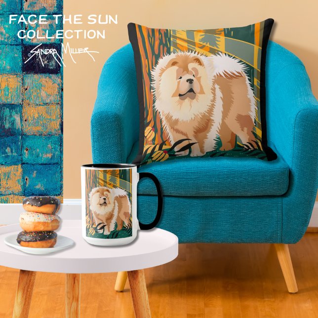 FACE THE SUN  Chow Throw pillow (Creator Uploaded)