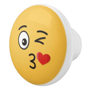 Face Throwing a Kiss Ceramic Knob