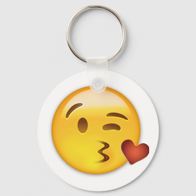 Face Throwing A Kiss Emoji Key Ring (Front)