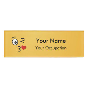 Face Throwing a Kiss Name Tag