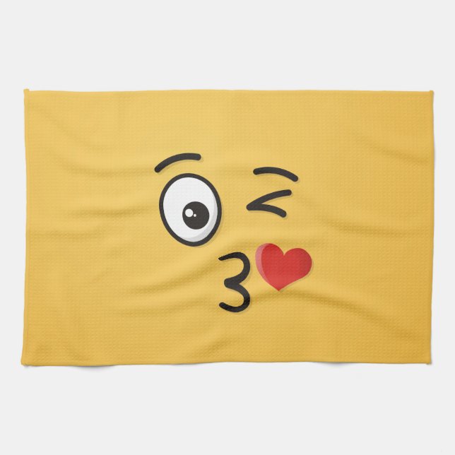 Face Throwing a Kiss Tea Towel (Horizontal)