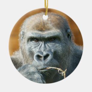 Face-to-Face with a Gorilla Ceramic Ornament
