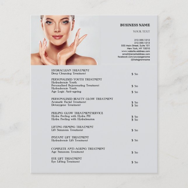 FACE TREATMENTS Beauty Salon 4.5"x5.6" Flyer (Front)