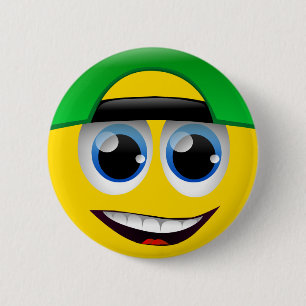 FACE WITH BACKWARDS CAP 6 CM ROUND BADGE