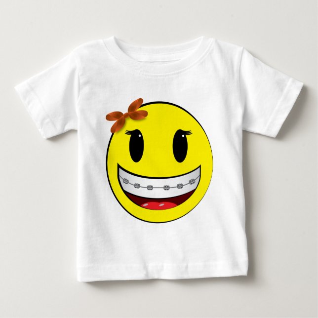 face with braces - girl baby T-Shirt (Front)