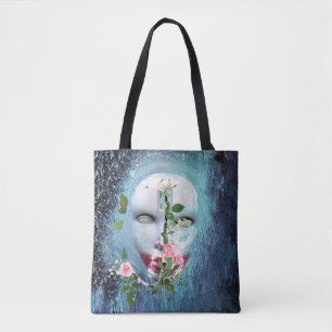 Face with flowers tote bag