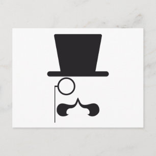 Face with hat, moustache and single eyeglass postcard