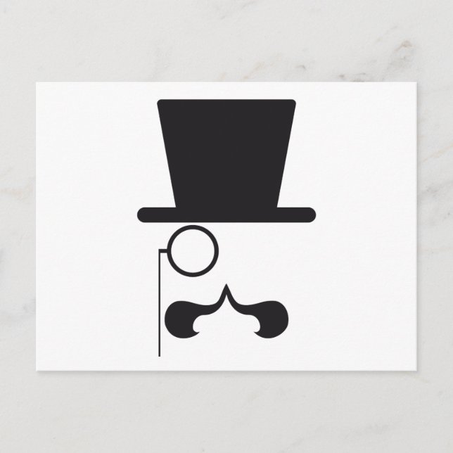 Face with hat, moustache and single eyeglass postcard (Front)