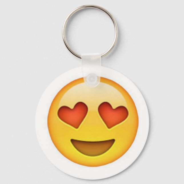 Face with heart shaped eyes emoji sticker key ring (Front)
