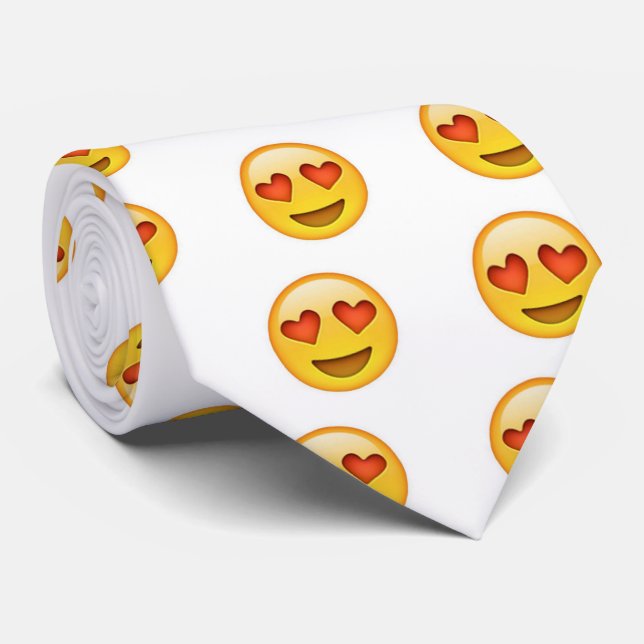 Face with heart shaped eyes emoji tie (Rolled)