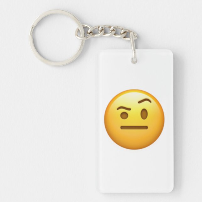 Face With One Eyebrow Raised - Emoji Key Ring (Front)