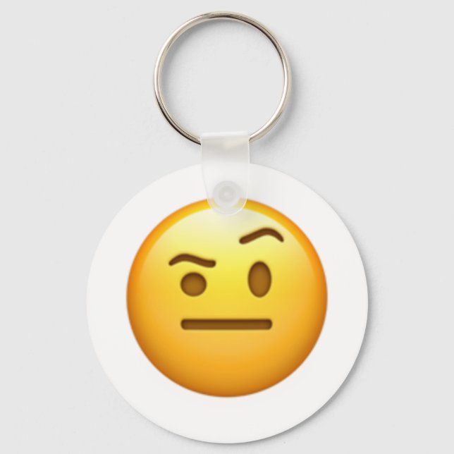 Face With One Eyebrow Raised - Emoji Key Ring (Front)