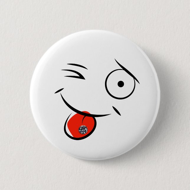 Face with Pierced Tongue Button (Front)