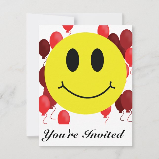 Face with Red Balloons Invitation (Front)