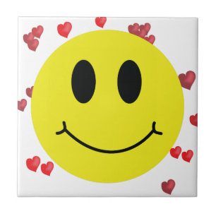 Face with Red Hearts Ceramic Tile