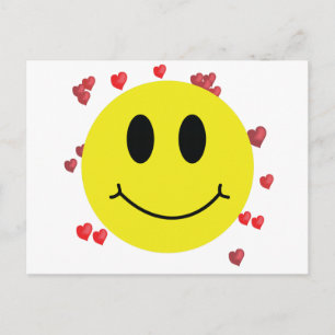 Face with Red Hearts Postcard