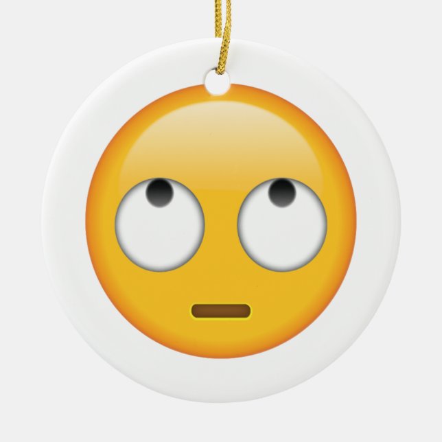 Face With Rolling Eyes - Emoji Ceramic Tree Decoration (Front)