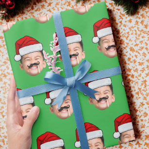 Face With Santa Hat Wrapping Paper