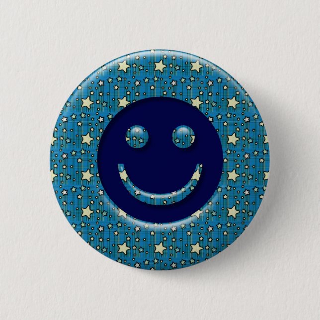 FACE WITH STARS 6 CM ROUND BADGE (Front)