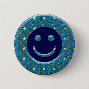 FACE WITH STARS 6 CM ROUND BADGE