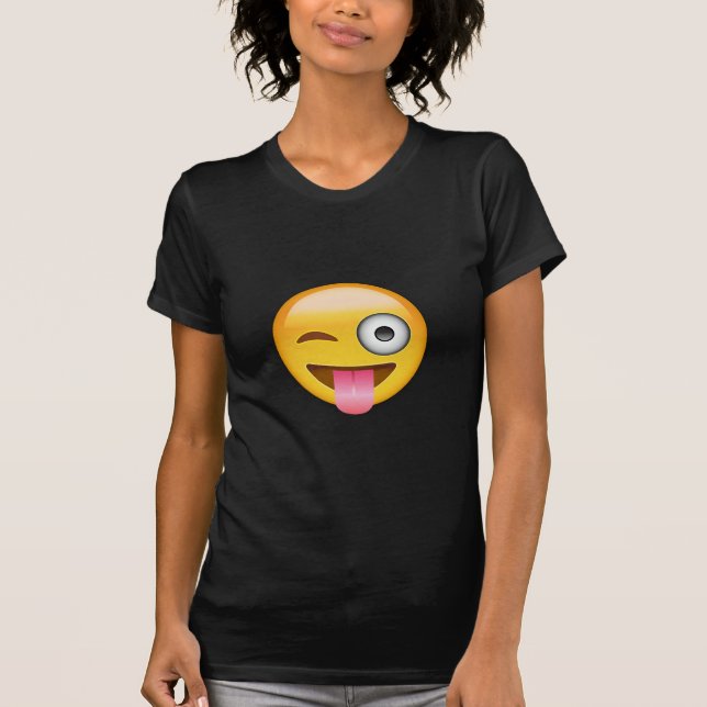 Face With Stuck Out Tongue And Winking Eye Emoji T-Shirt (Front)