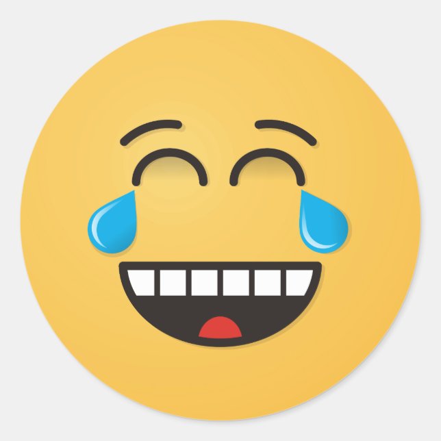 Face With Tears of Joy Classic Round Sticker (Front)