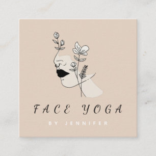 Face Yoga Botanical Floral Face Nose Ring Beauty Square Business Card